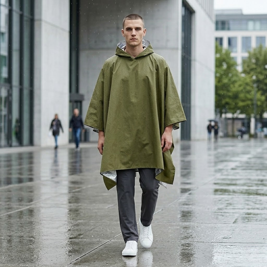 Poncho pluie homme avec doublure