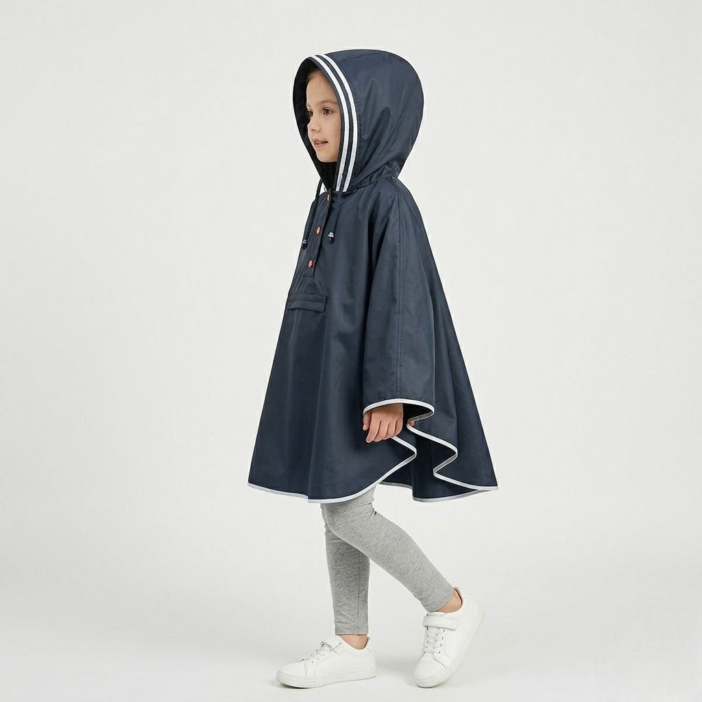 Poncho pluie enfant bleu marine