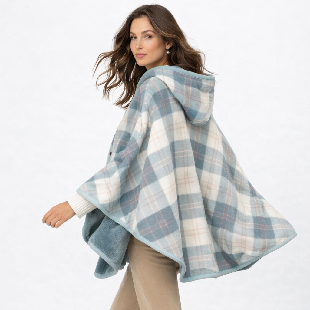 Poncho polaire femme style écossais