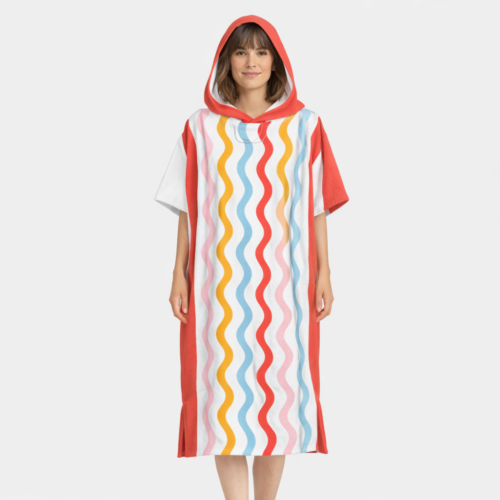 Poncho surf femme motifs vagues