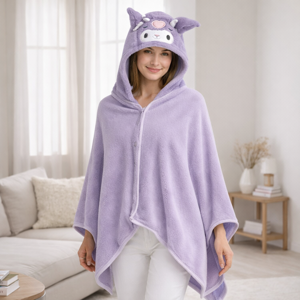 Poncho polaire femme violet