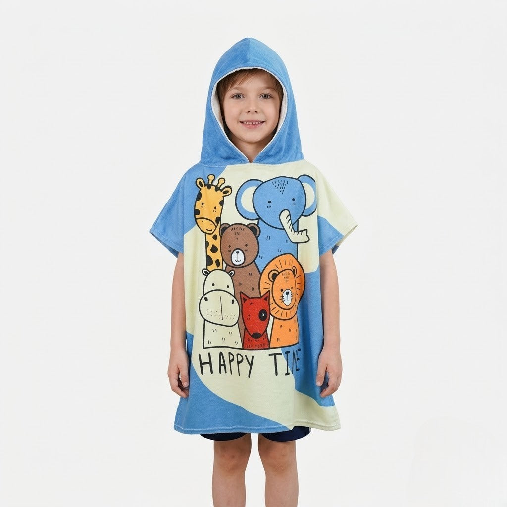 Poncho de bain enfant motif animaux