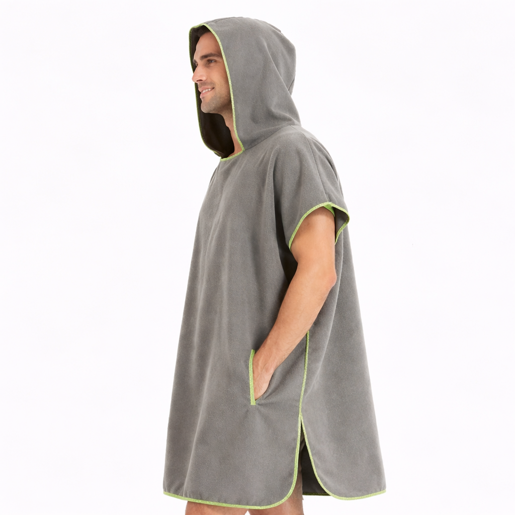 Poncho plage homme gris