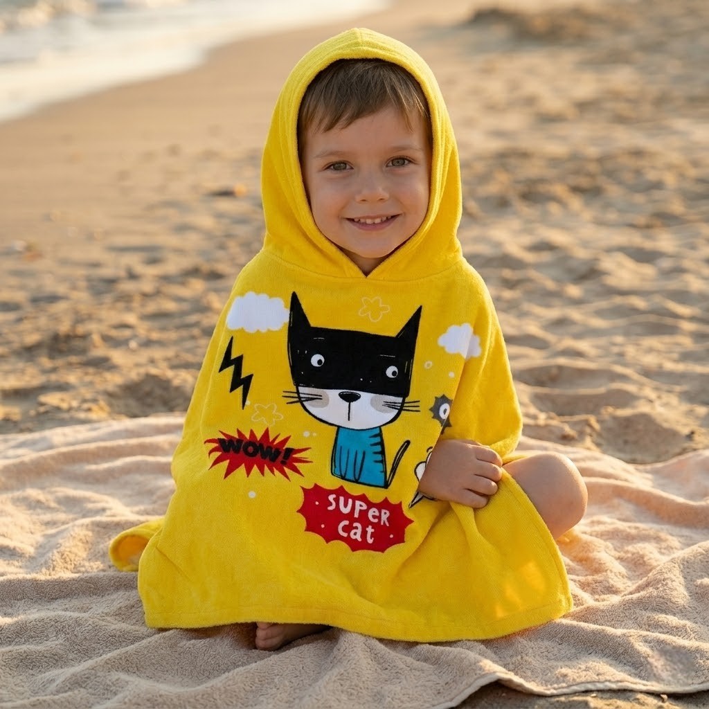Poncho piscine enfant super cat