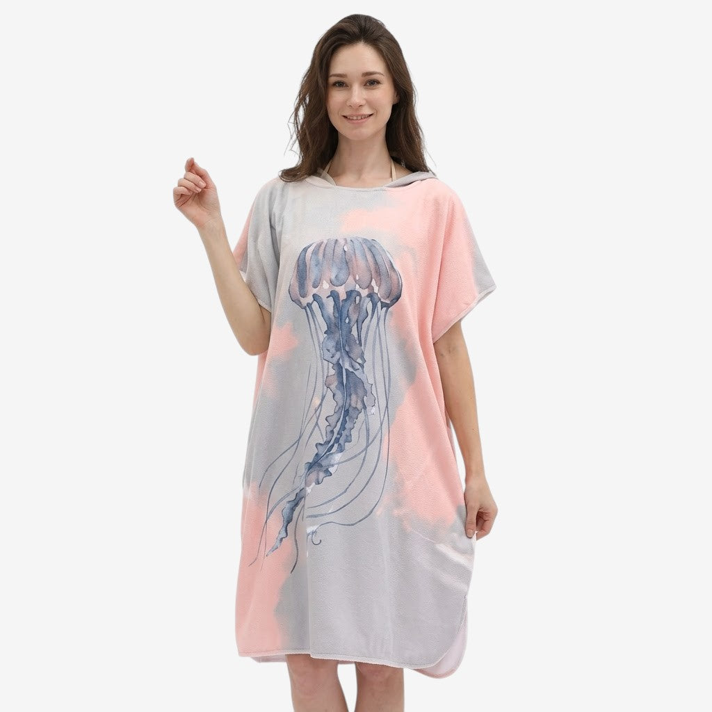 Poncho de plage femme Méduse
