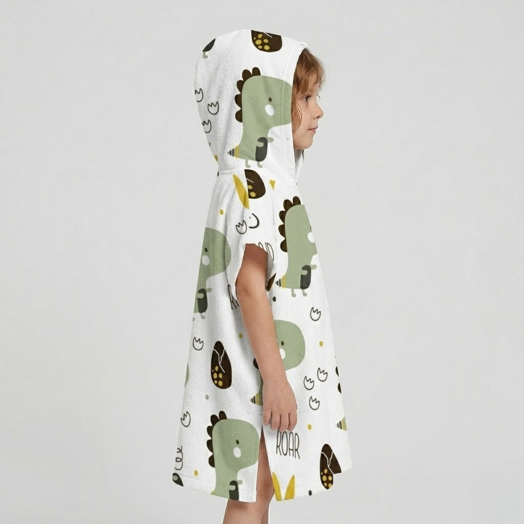 Poncho plage enfant dinosaure
