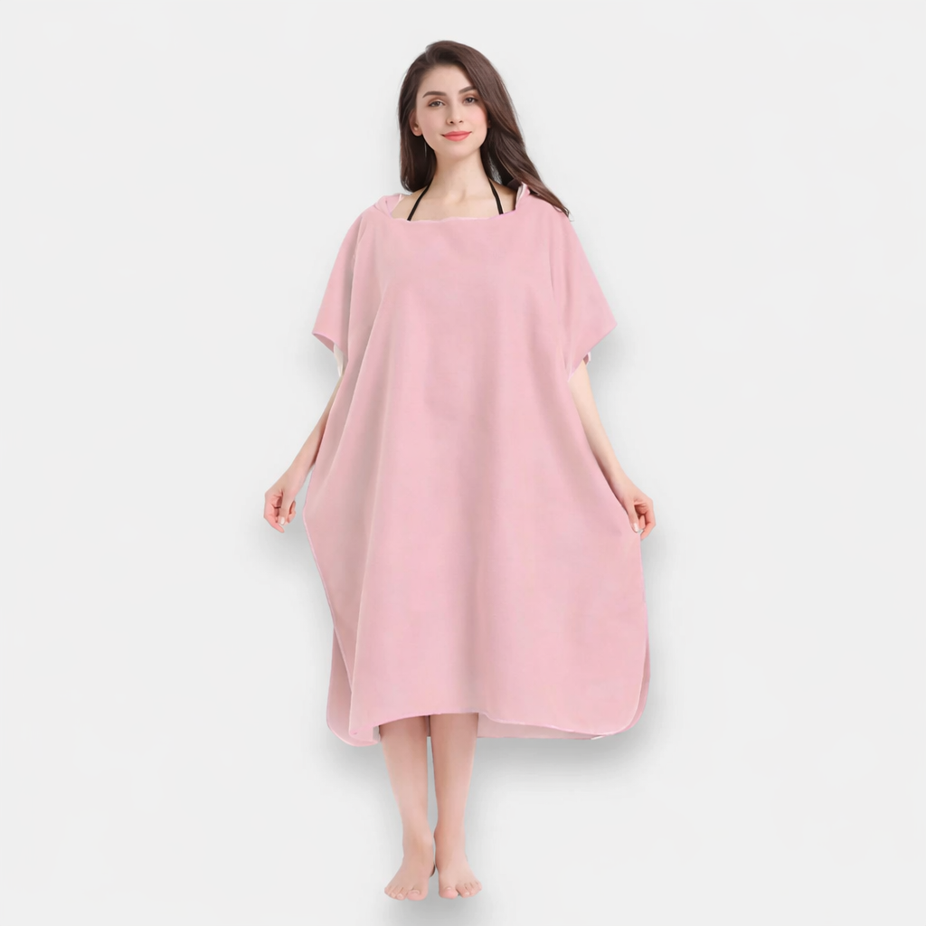 Poncho de bain femme à capuche