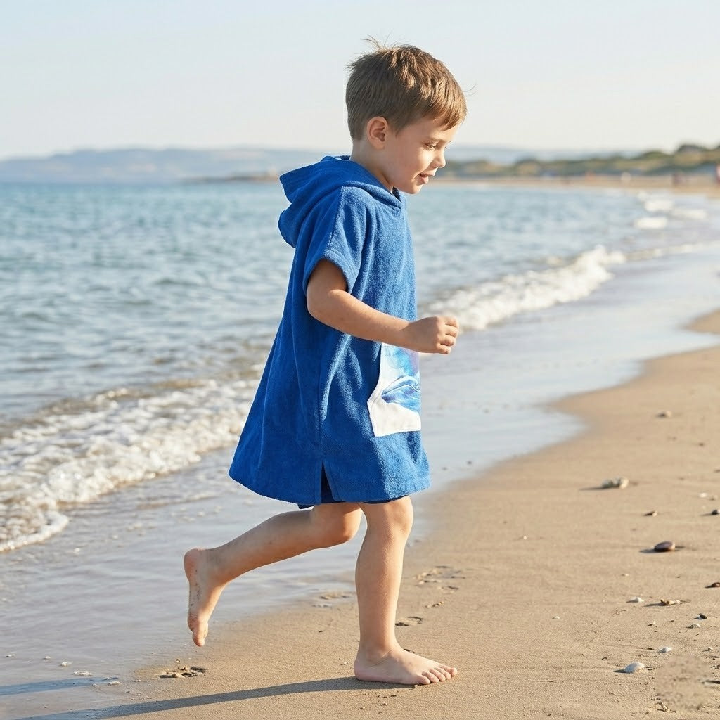 Poncho de bain enfant motif baleine
