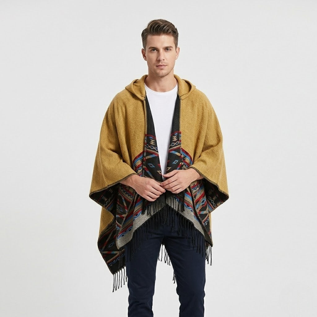 Poncho chaud homme design