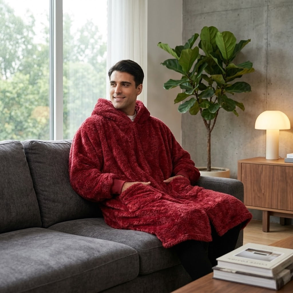 Poncho polaire homme rouge