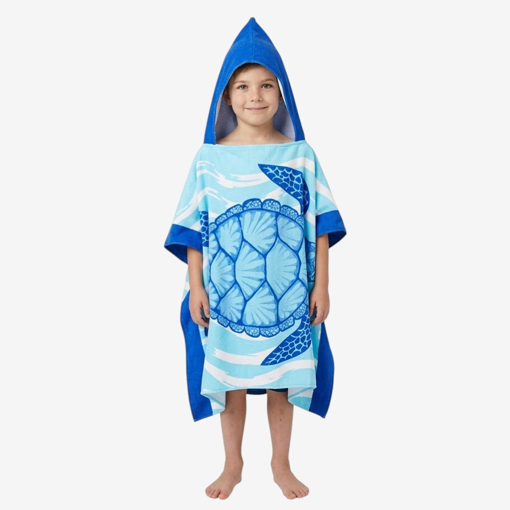 Poncho plage enfant motif tortue