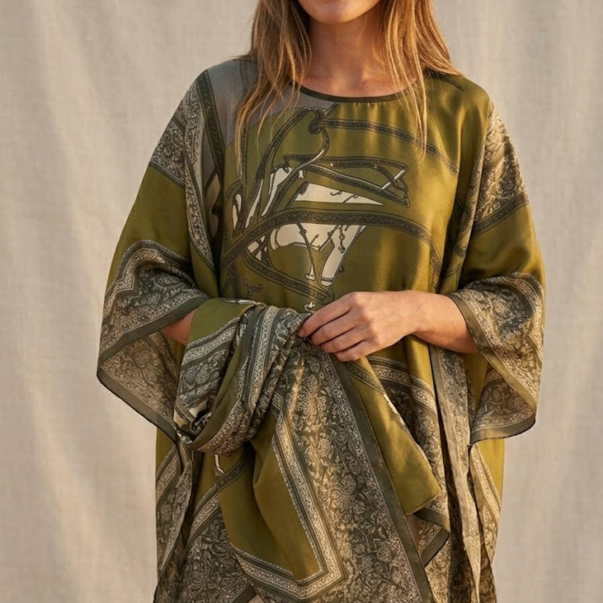 Poncho été femme kaki