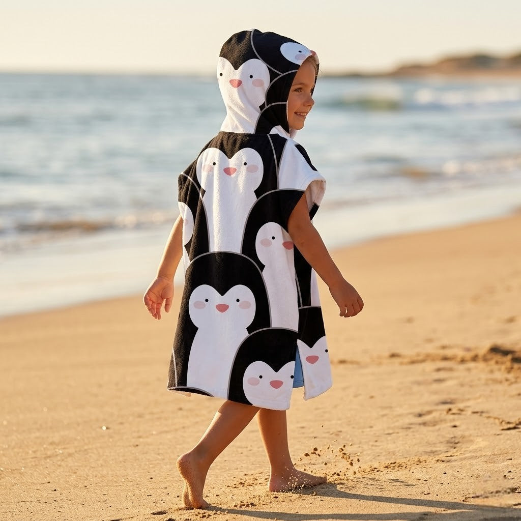 Poncho de plage enfant pinguouin