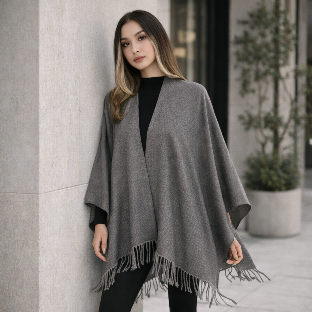 Poncho en laine femme uni tendance