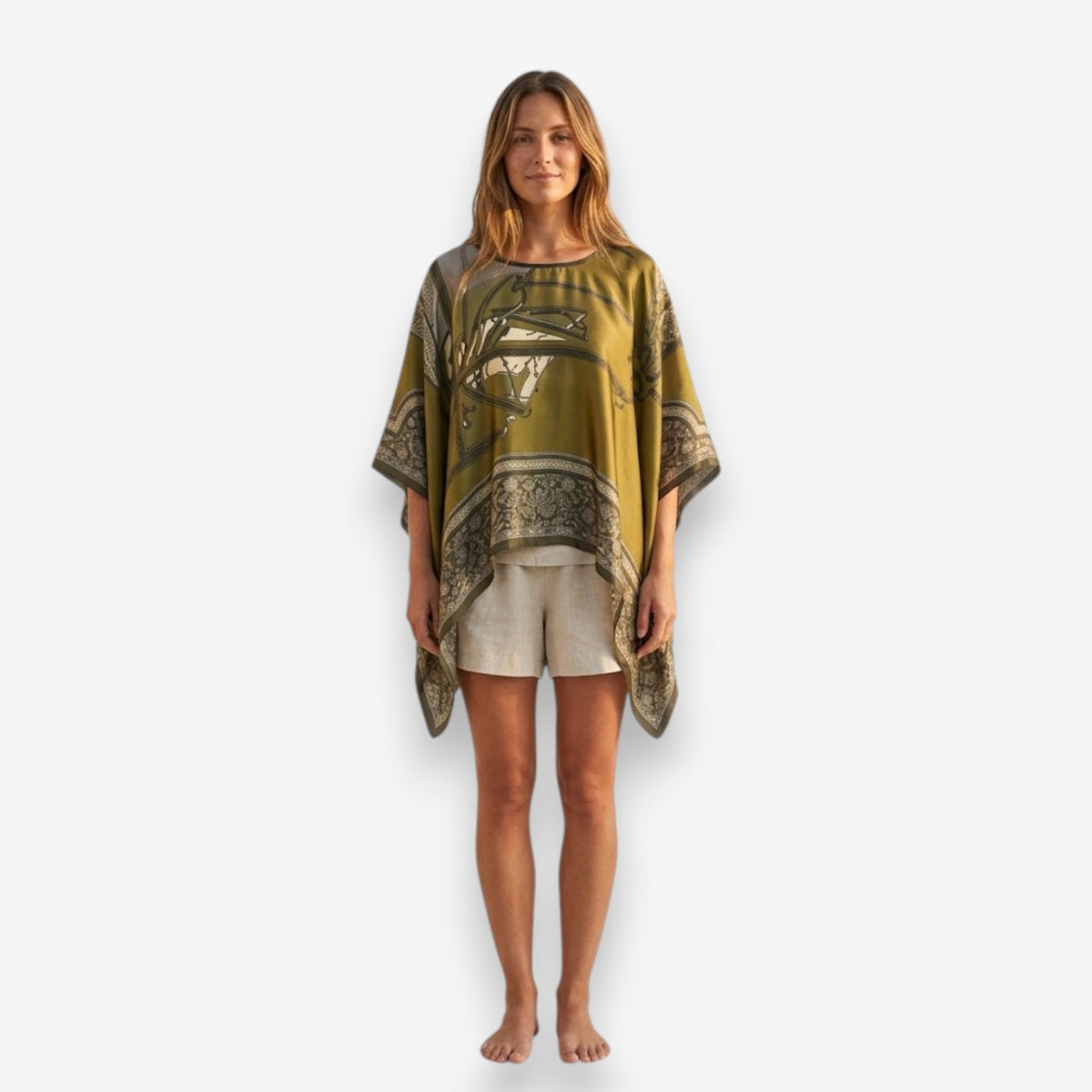 Poncho été femme kaki