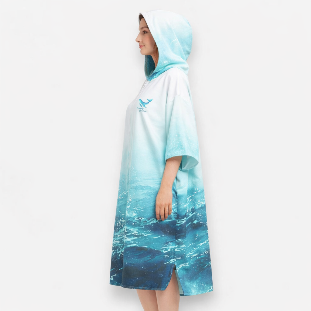 Poncho de bain femme design océan