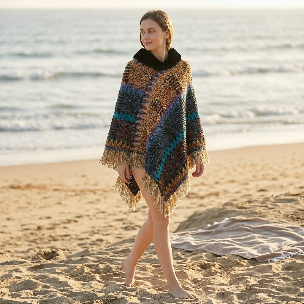 Poncho mexicain en laine