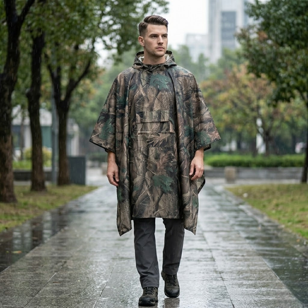 Poncho pluie homme camouflage forêt