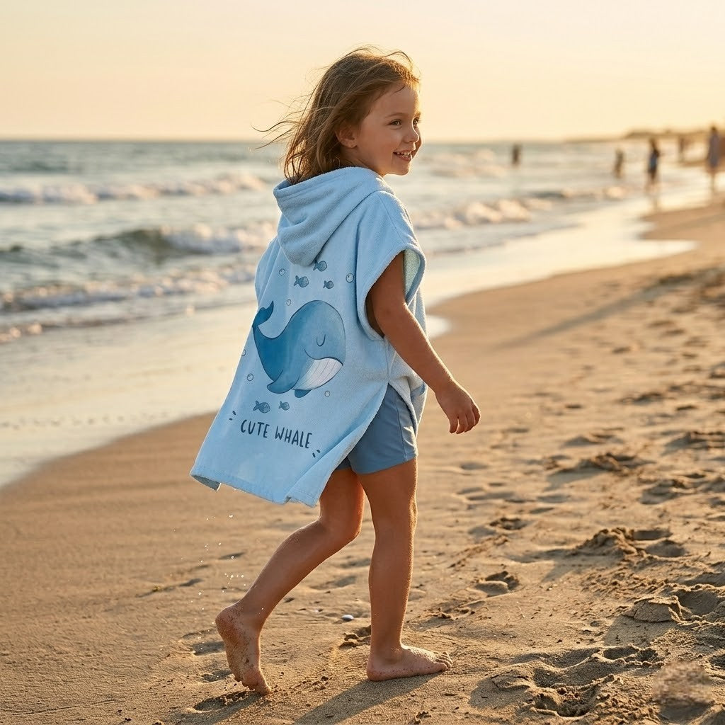 Poncho de bain enfant petite baleine