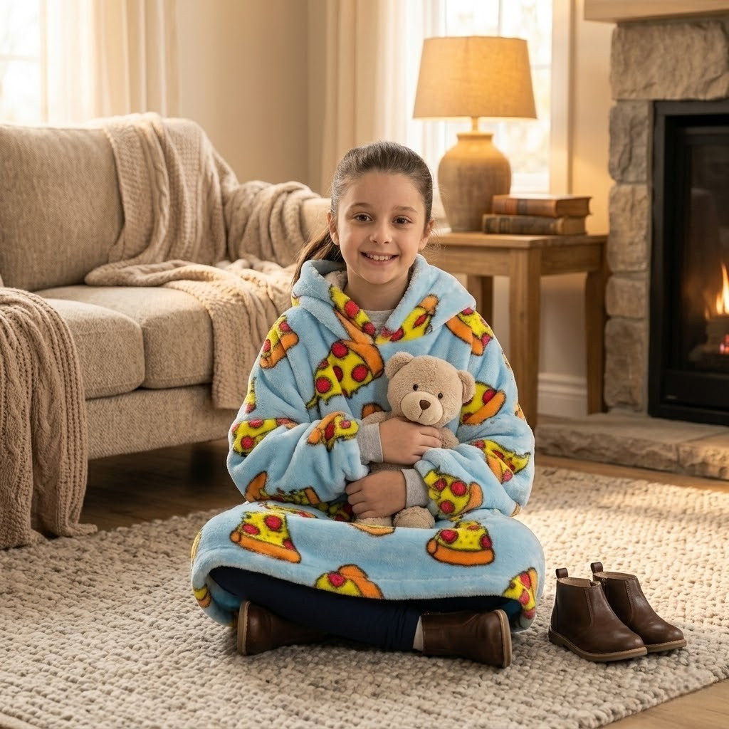 Poncho polaire enfant pizza