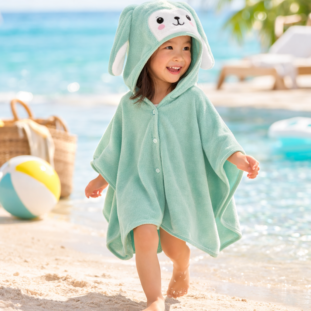 Poncho de bain enfant esprit lapin