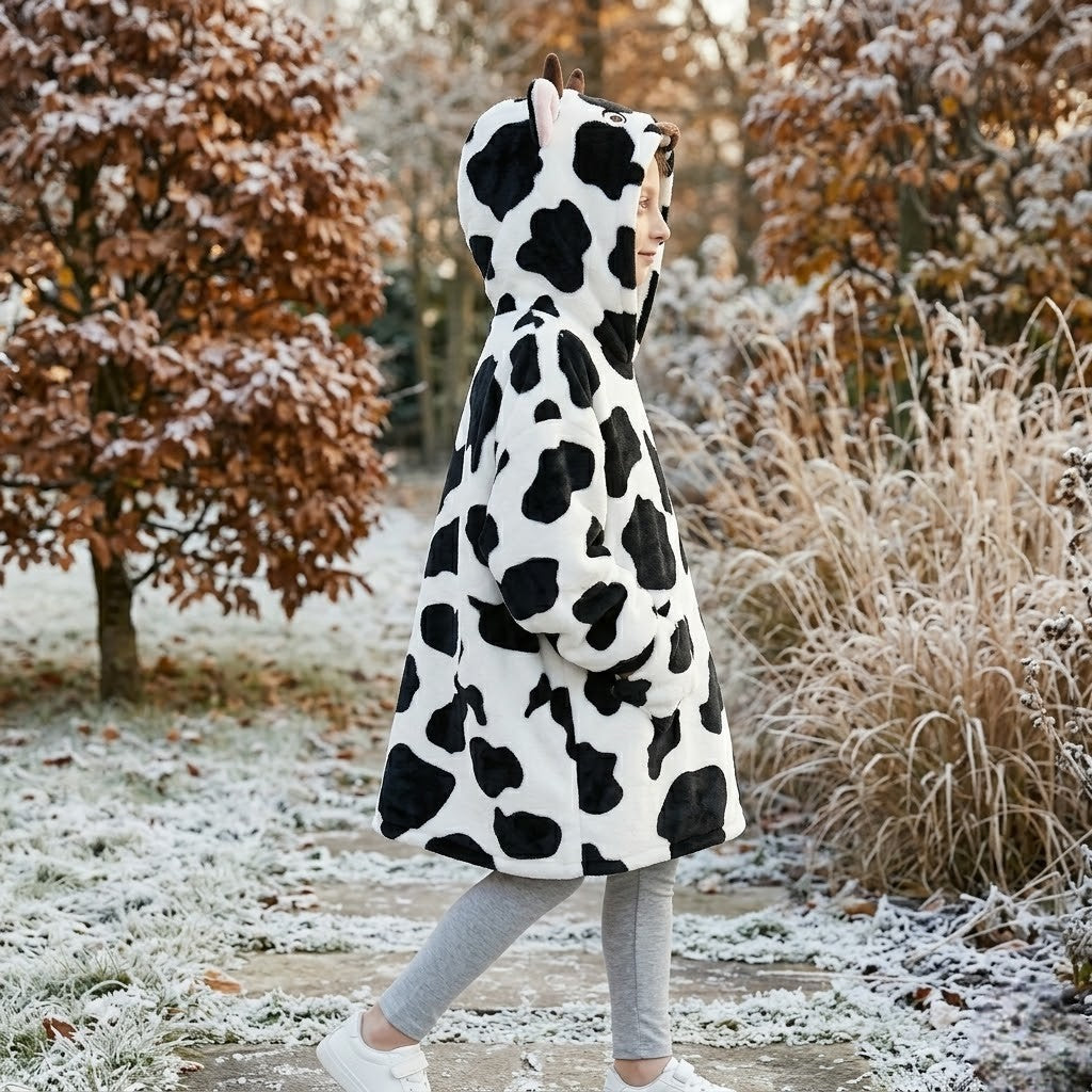 Poncho polaire enfant motif vache
