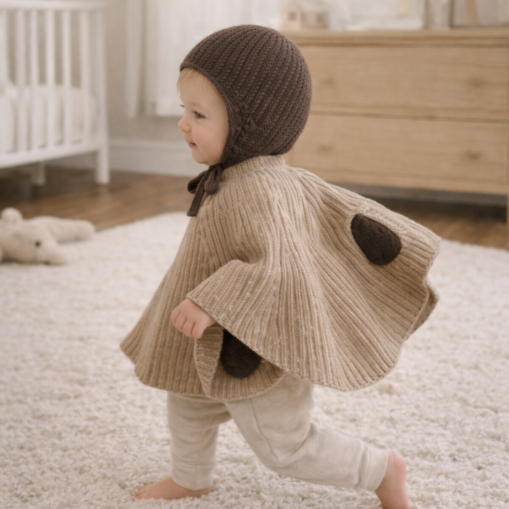 Poncho chaud bébé tricot