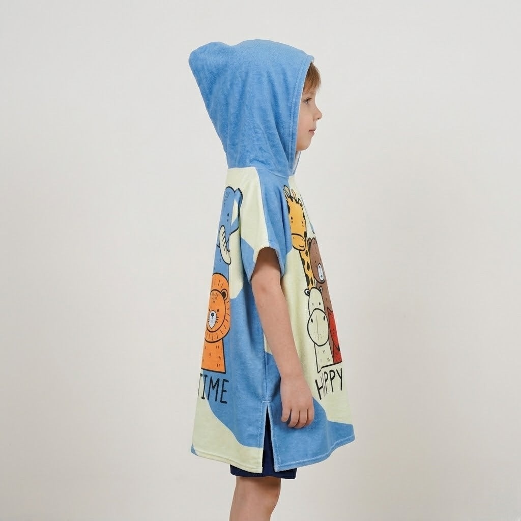 Poncho de bain enfant motif animaux