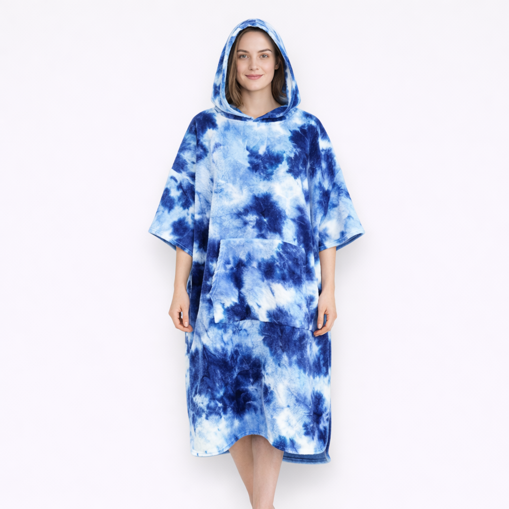 Poncho de surf femme design bleu