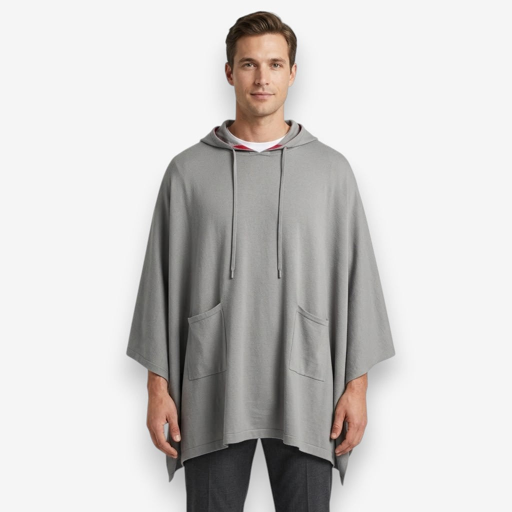 Poncho tendance homme gris