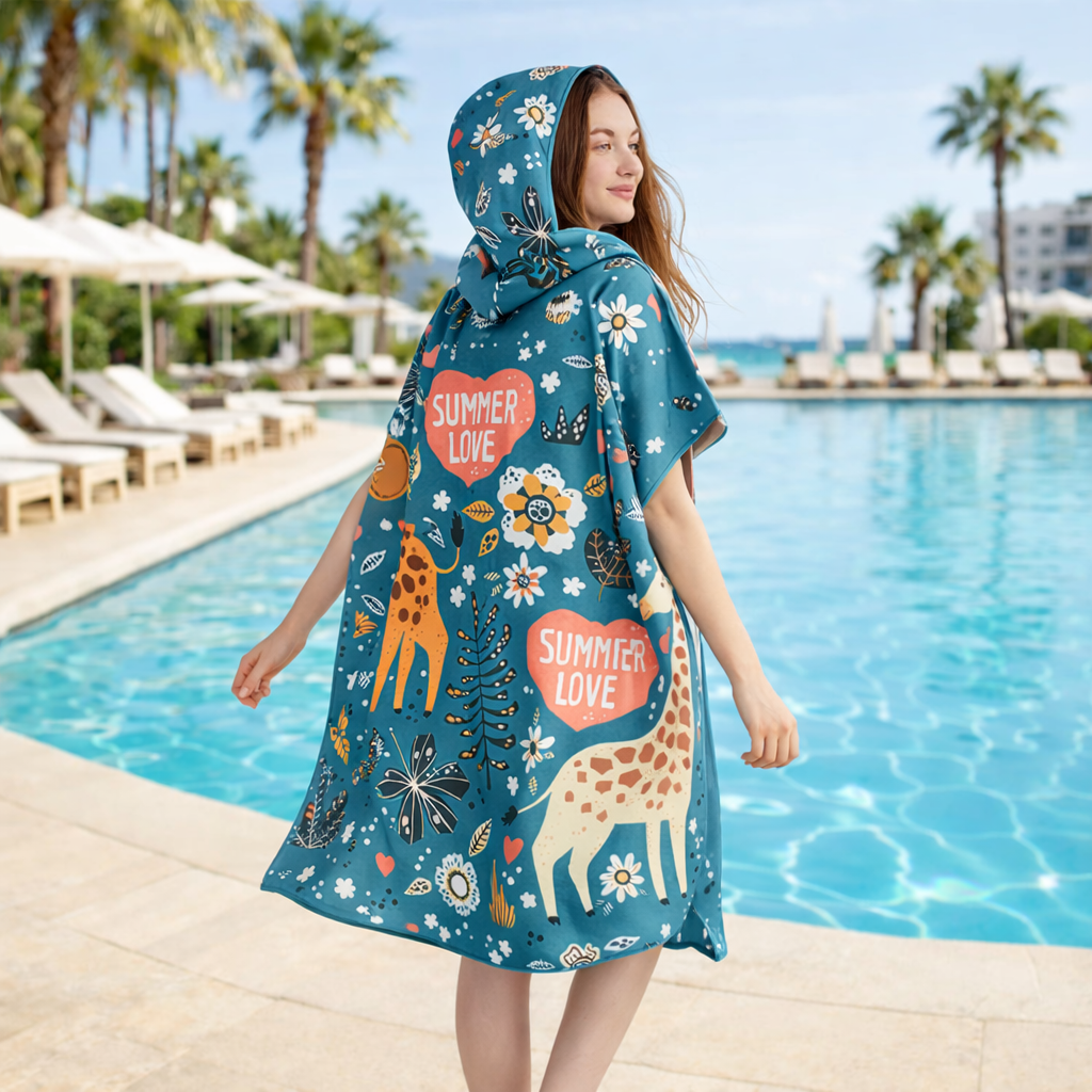 Poncho de bain femme nature