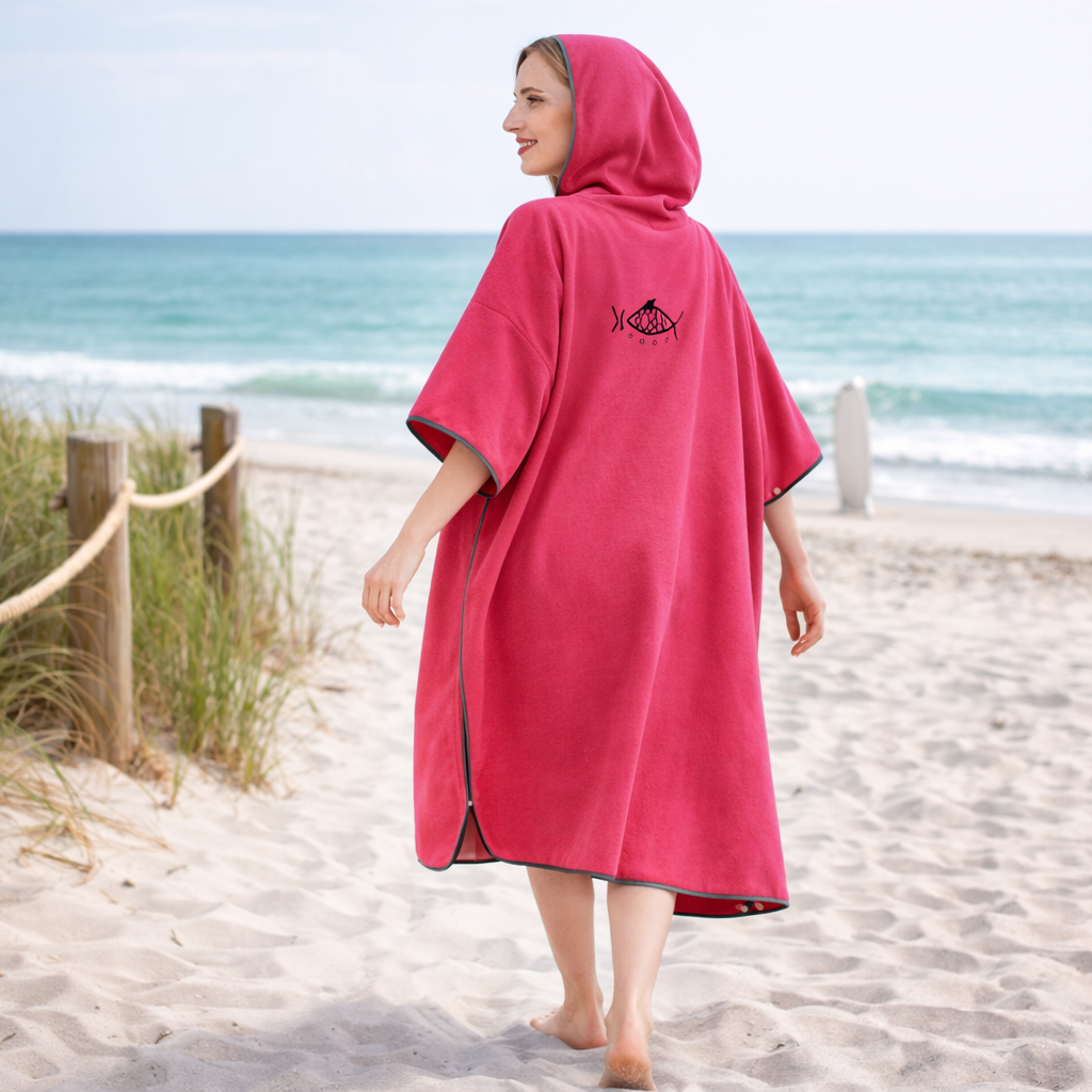 Poncho de bain femme motif poisson