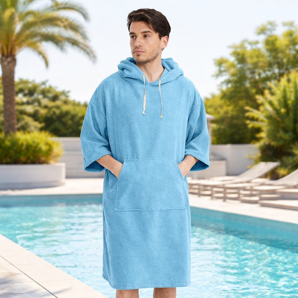 Poncho de bain homme avec poche