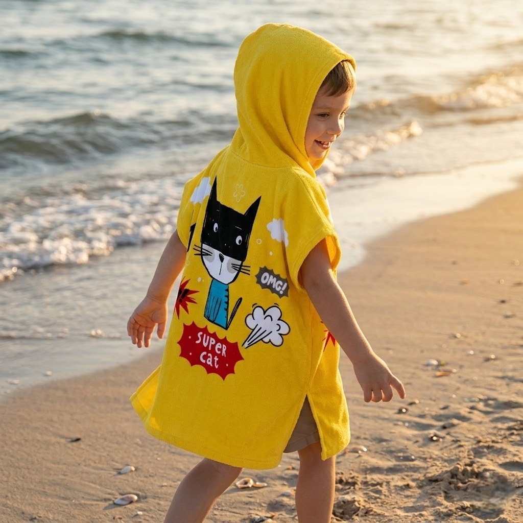 Poncho piscine enfant super cat