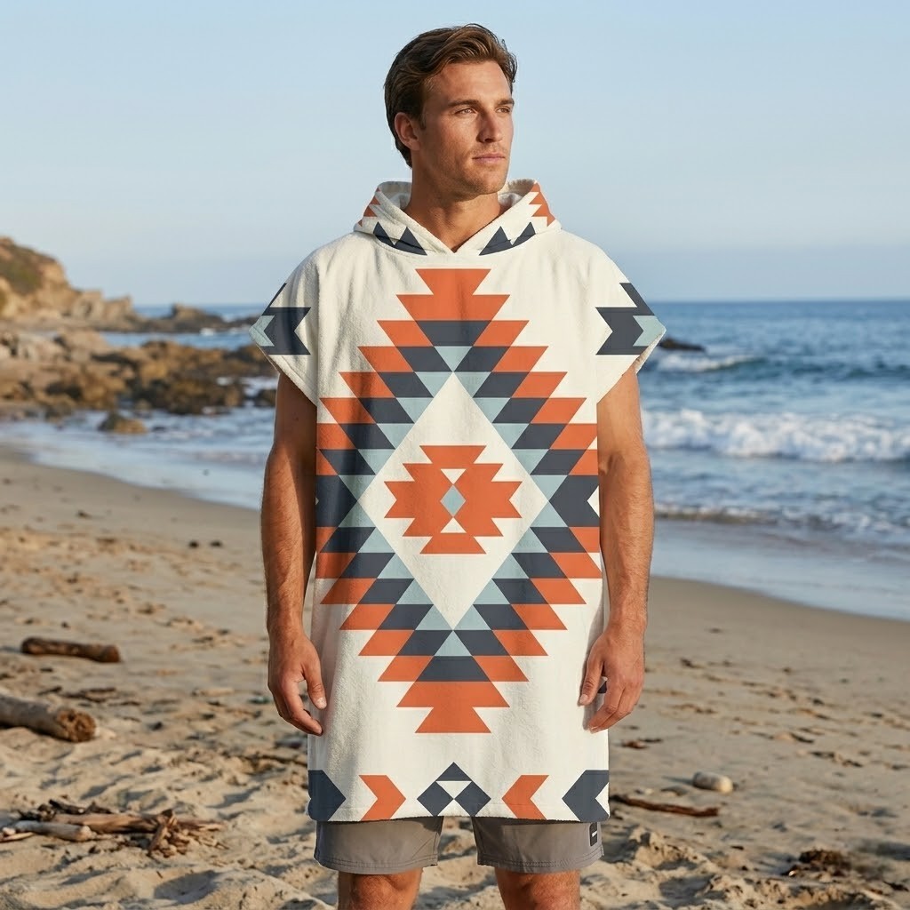 Poncho plage homme totem