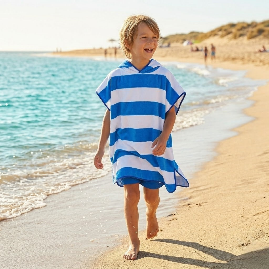 Poncho de bain enfant à rayures