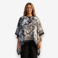 Poncho été femme noir et blanc