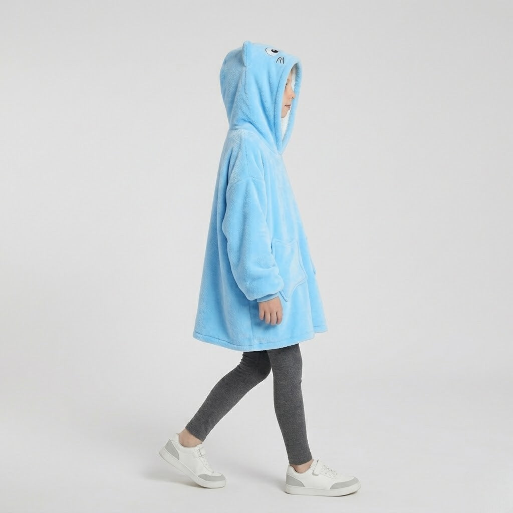 Poncho polaire enfant bleu