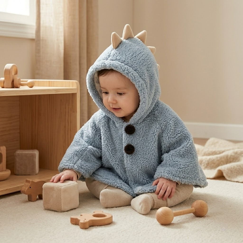 Poncho chaud bébé oreilles d’ourson