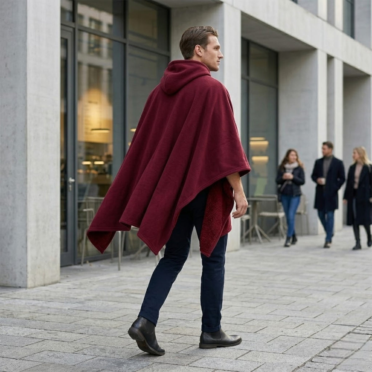 Poncho chaud homme avec capuche