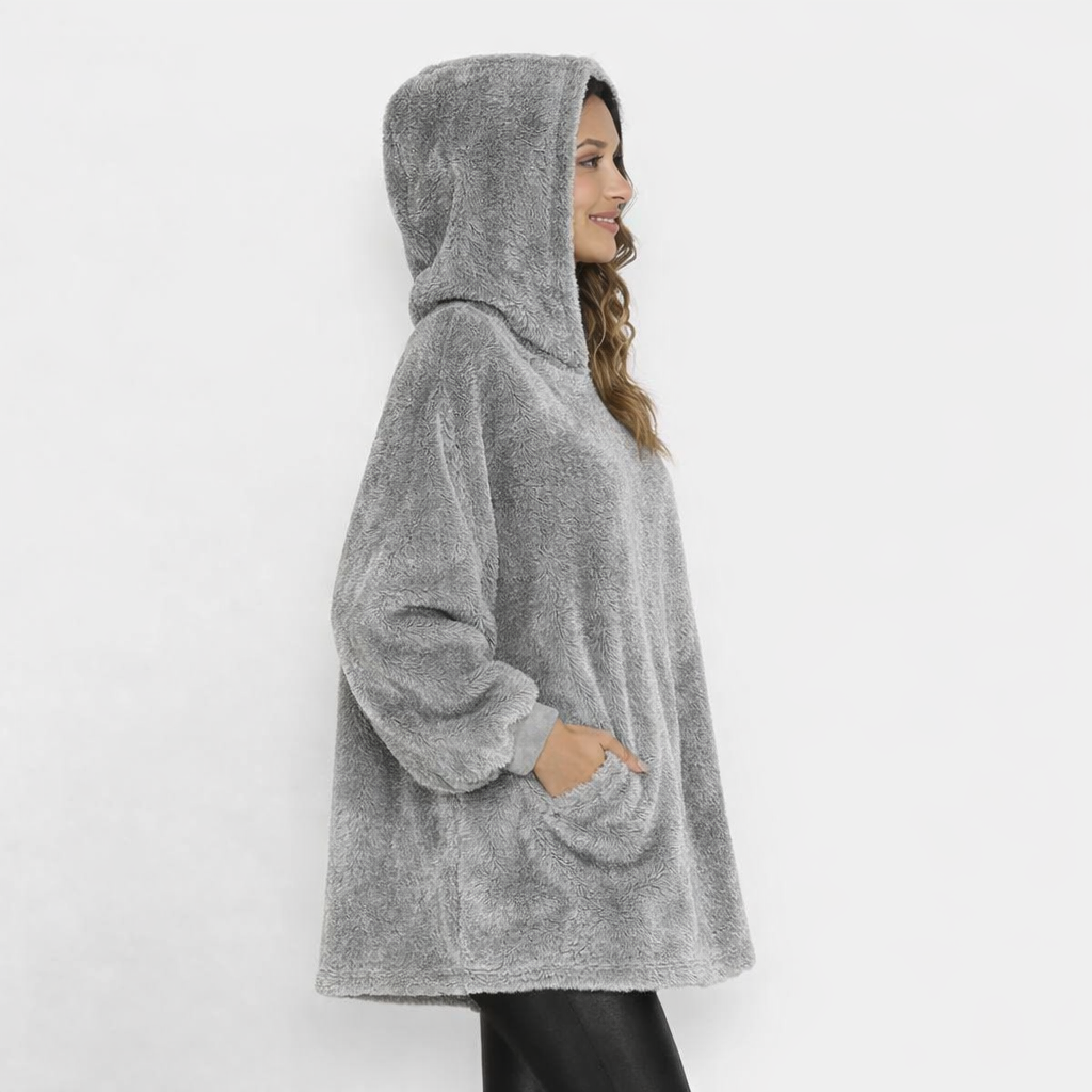 Poncho polaire femme gris