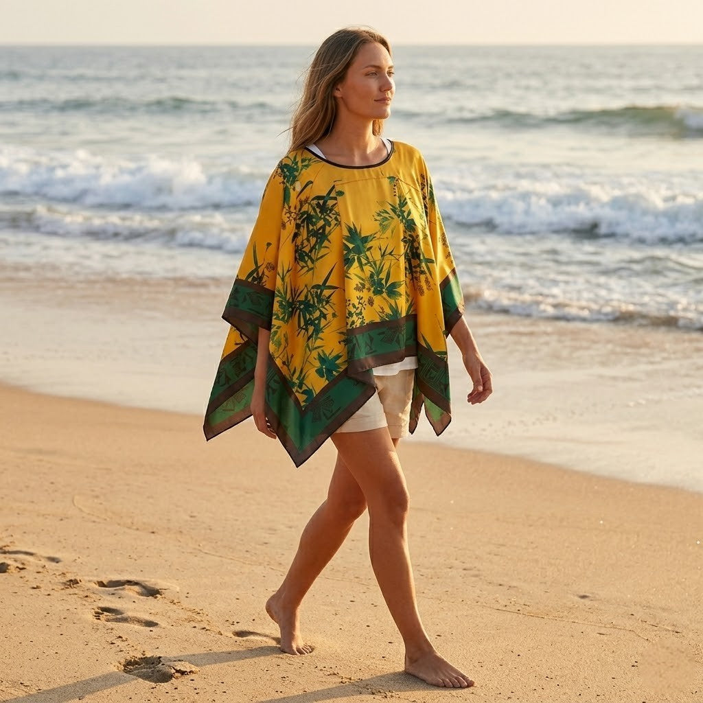 Poncho été femme Jaune