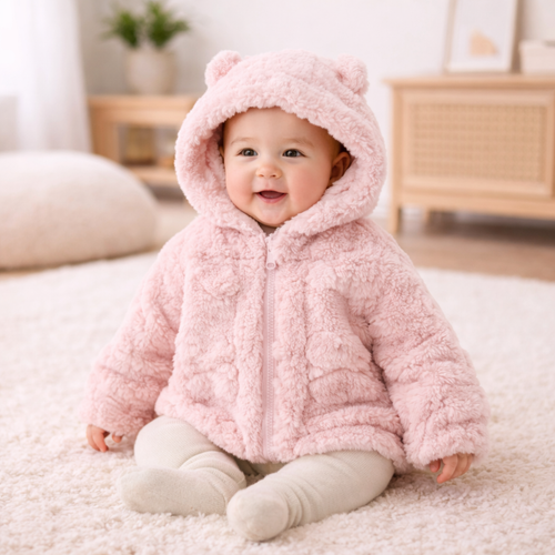 Poncho chaud bébé douceur rose