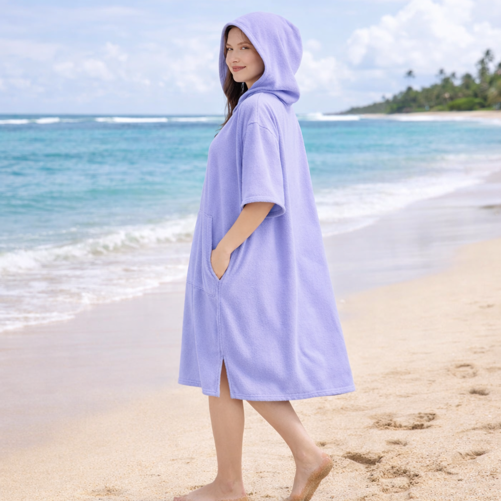 Poncho de bain femme uni