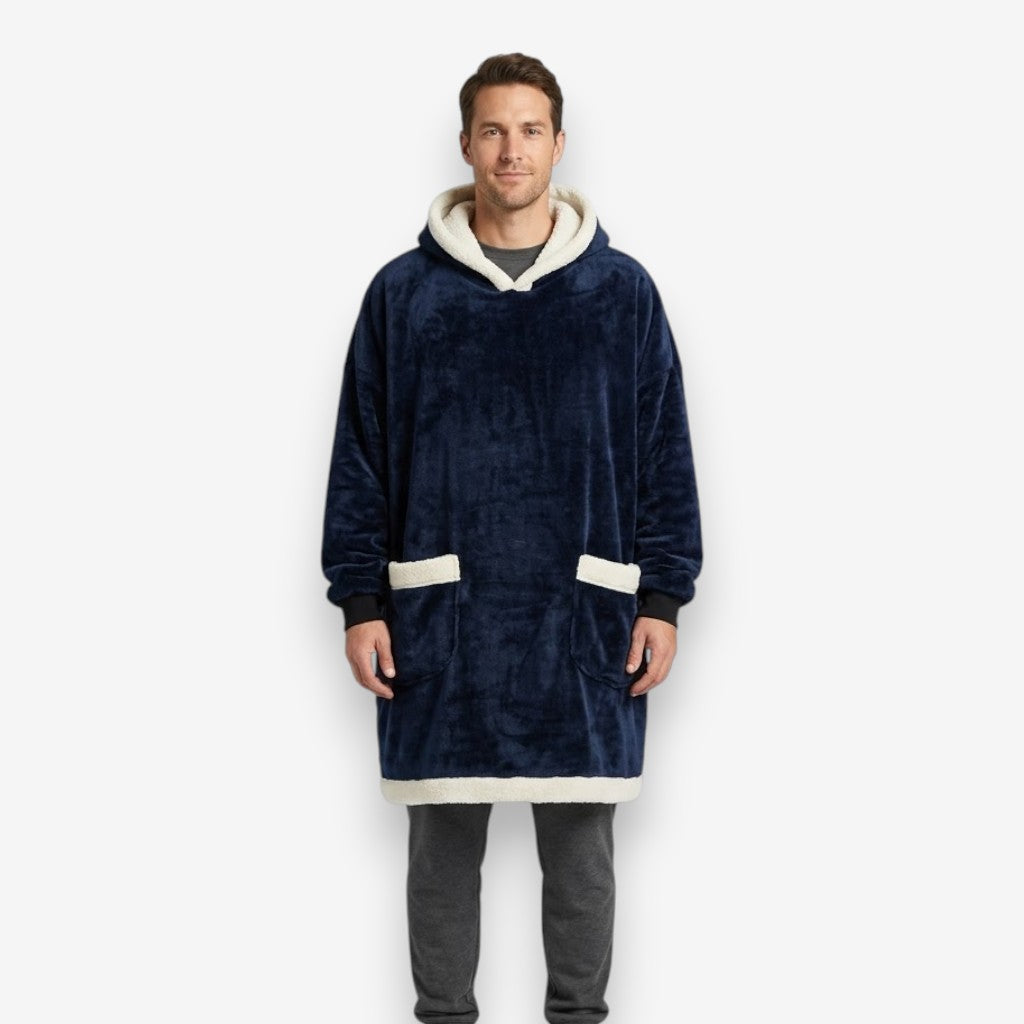 Poncho polaire homme bleu marine