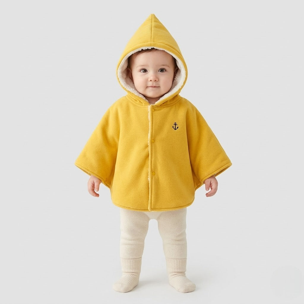 Poncho chaud bébé jaune