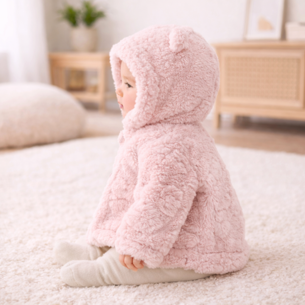 Poncho chaud bébé douceur rose