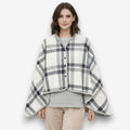 Poncho polaire femme à carreaux gris clair