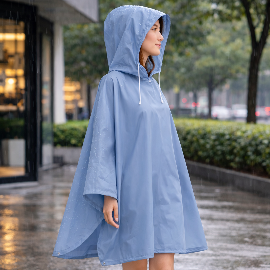 Poncho pluie femme long