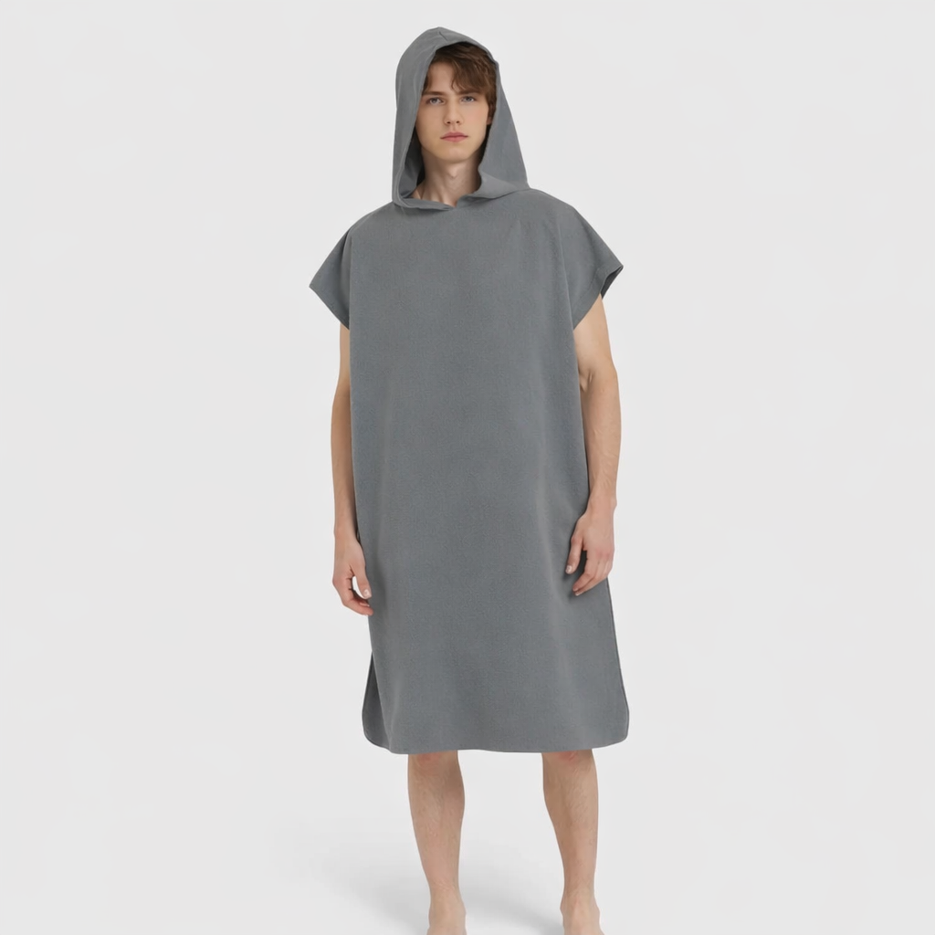 Poncho surf homme gris à capuche